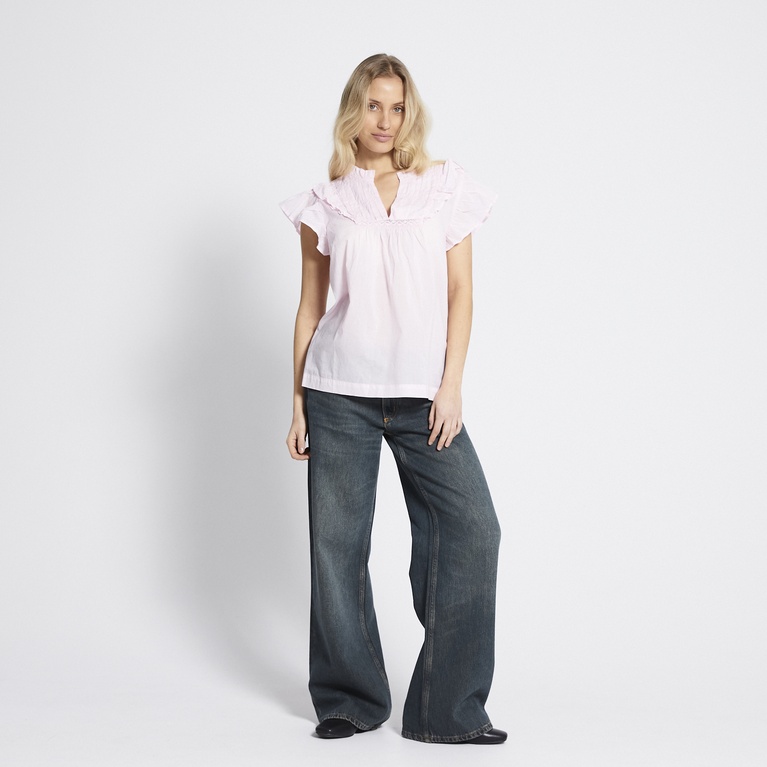 V-neck frill blouse "Ilona" Light Pink